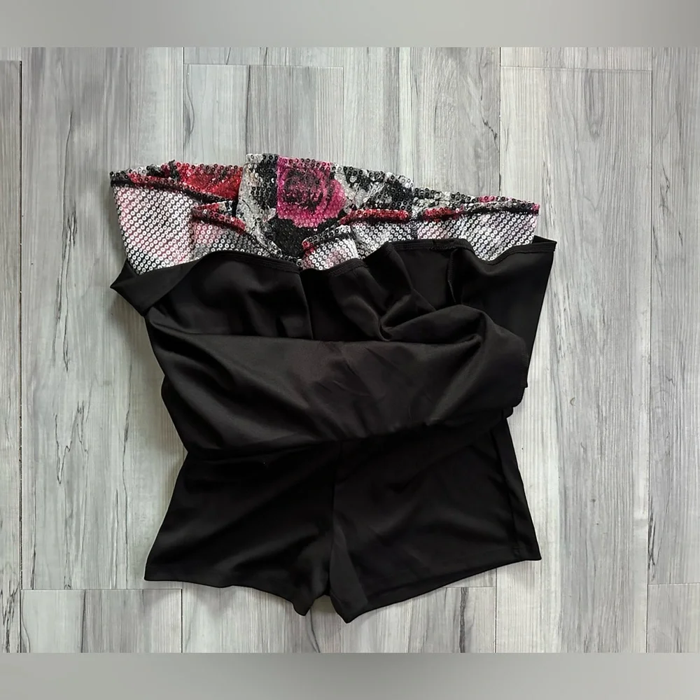 JUSTICE Skort Juniors Size 16 Women’s S SEQUINED SKATER‎ Skirt ROSES Red Silver